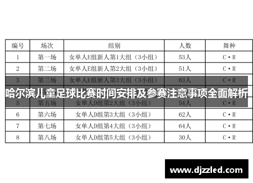 哈尔滨儿童足球比赛时间安排及参赛注意事项全面解析